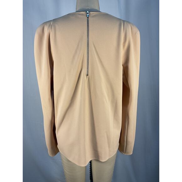 Tibi Structured Crepe Tan Polyester Sculpted Shoulder Top Size 10 - Picture 3 of 5